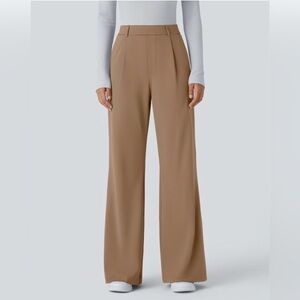 HALARA Tailored Wide-Leg Trousers in Camel